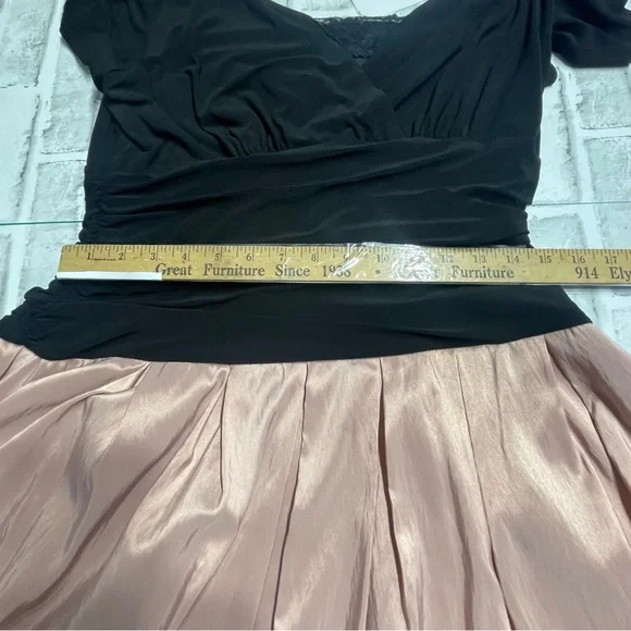 J.R.Nites by Carolin black-top dress with a pink A-line skirt. Size 16. Roses - Picture 16 of 16